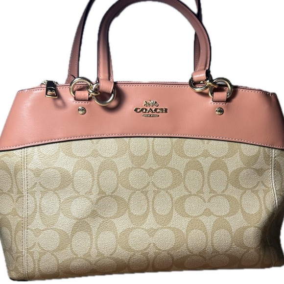 Coach Pink and Tan Signature Satchel - Picture 1 of 4